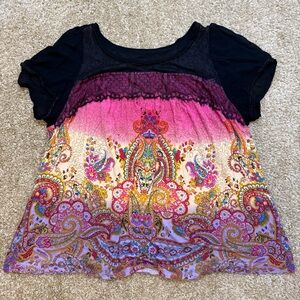Colorful Paisley Short Sleeve Top